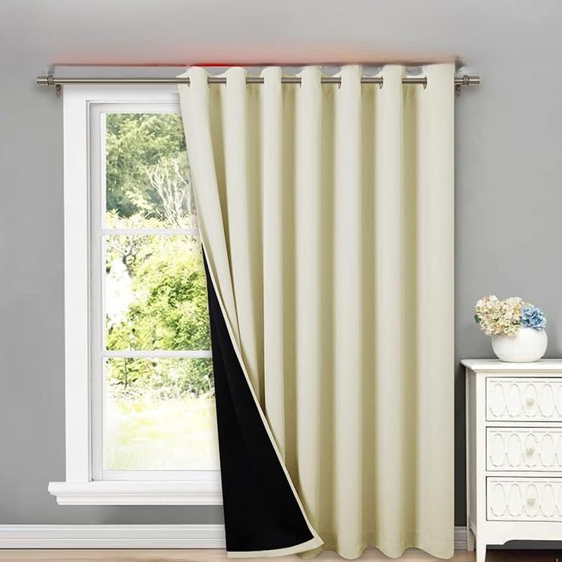 INtex CURTAINS HOUSE 100% Blackout Curtains - Double Layer Drapes for Full Darkness & Energy Saving Blocking Window Panels for Bedroom, Living Room & Office Grey 150W X 260L CM