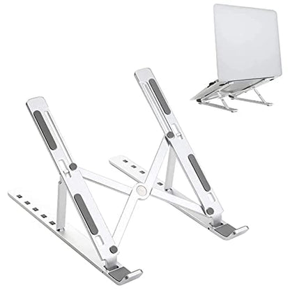 X-model adjustable 6 speed aluminium portable foldable ergonomic heat dissipated 10" - 15.6" laptop/notebook stand for MacBook Hp Lenovo Samsung Sony & more (Silver)