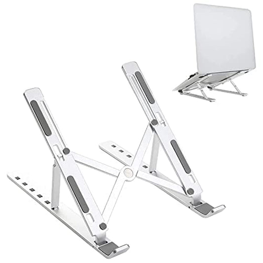 X-model adjustable 6 speed aluminium portable foldable ergonomic heat dissipated 10" - 15.6" laptop/notebook stand for MacBook Hp Lenovo Samsung Sony & more (Silver)