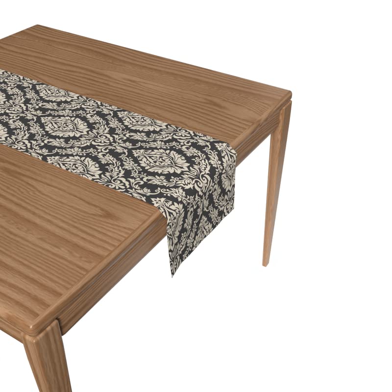 Velvet Grey Sophia Runner, a Plush Decorative Centerpiece in Grey & Off White, 35x140 cm, with an Elegant Pattern for a Chic and Sophisticated Dining Table Arrangement or Buffet