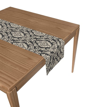 Velvet Grey Sophia Runner, a Plush Decorative Centerpiece in Grey & Off White, 35x140 cm, with an Elegant Pattern for a Chic and Sophisticated Dining Table Arrangement or Buffet