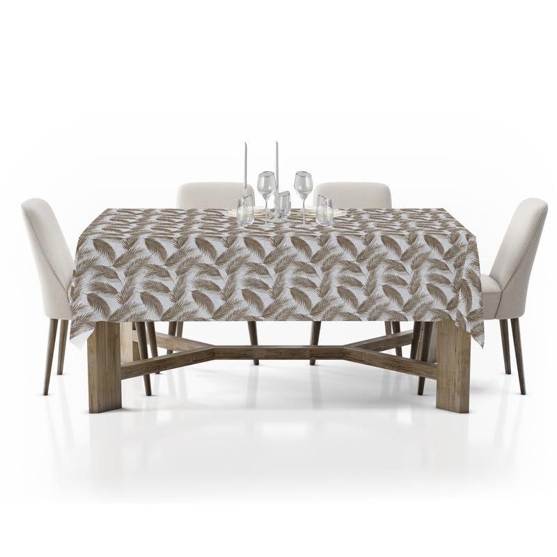 INTEX HOME Linen Velvet Table Cloth, Bella Leaf Pattern, Premium Soft Fabric, 130W×130L CM, Turquoise, Elegant Dining and Living Room Decor, Durable Protection for Daily Use and Special Occasions