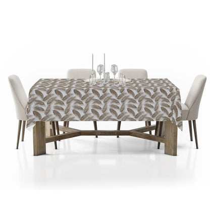 INTEX HOME Linen Velvet Table Cloth, Bella Leaf Pattern, Premium Soft Fabric, 130W×130L CM, Turquoise, Elegant Dining and Living Room Decor, Durable Protection for Daily Use and Special Occasions