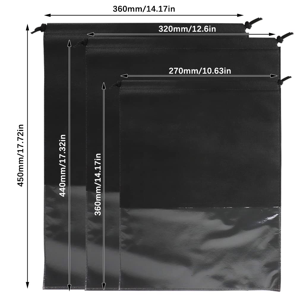 QZDAFFIC 16 Pcs Large Travel Shoe Bag,Non-Woven Drawstring Shoes Storage Bags,Shoe Organizer Pouch for Men Women Daily and Travel Use, Black, 18pcs, Shoe Bag