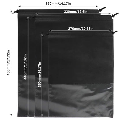 QZDAFFIC 16 Pcs Large Travel Shoe Bag,Non-Woven Drawstring Shoes Storage Bags,Shoe Organizer Pouch for Men Women Daily and Travel Use, Black, 18pcs, Shoe Bag