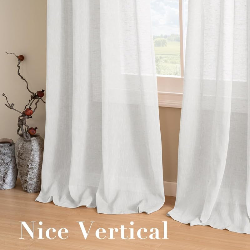 INtex CURTAINS House Semi-Transparent Linen Sheer Curtain, Lightweight Fabric with Steel Grommets, Elegant One Piece Window Panel for Living Room or Home Décor - 400 W x 270 L - Café