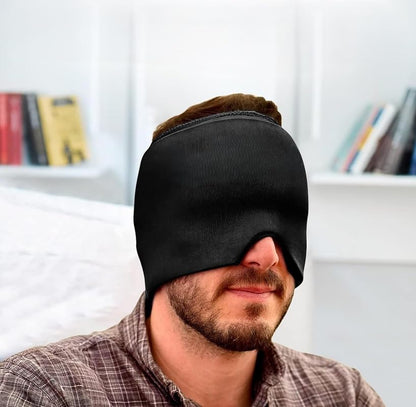 قناع جل لتخفيف الصداع النصفي، قبعة علاجية قابلة للتمدد والتبريد، غطاء ثلج ضاغط لتخفيف الصداع، قناع نوم للعين لتخفيف الصداع النصفي والتوتر وآلام الجيوب الأنفية