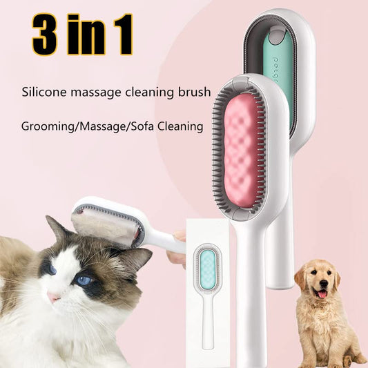 3-in-1 Pet Grooming Tool – Hair Removal, Massage Comb, Lint Remover for Cats & Dogs – Grooming Brush, Clothes Fuzz Shaver, Travel-Friendly Pet Hair Cleaner – Ideal for Home & Travel