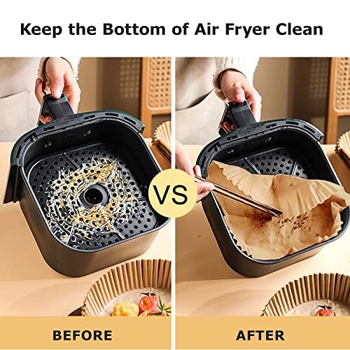 100 Pcs Air Fryer Liners Waterproof Reusable Air Fryer Liners Square Parchment Paper Liners for Baking, Fried Food, Microwave, 7.8inch/20cm