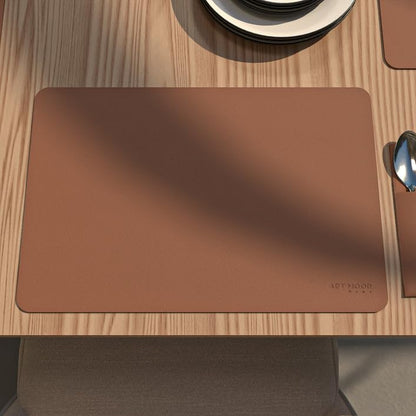 Premium Leather Placemats Set – Elegant Havan Brown, Heat-Resistant, Waterproof, Scratch-Resistant, Easy to Clean – Ideal for Dining & Coffee Tables
