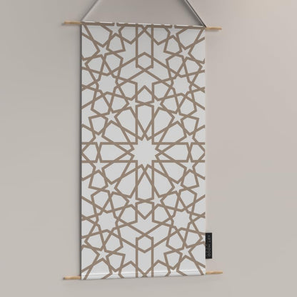 Ramadan's Unique Nova Velvet Fabric Posters Set, a Wall Art Decor Kit for Festive Home Decor, Beige & White, a Celestial-Inspired Islamic Design for Living Room or Bedroom
