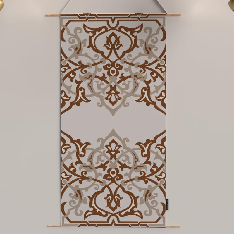 Ramadan's Unique Atlas Velvet Fabric Posters Set, a Wall Art Decor Kit for Festive Home Decor, Beige & White, a Globally-Inspired Islamic Design for Living Room or Bedroom