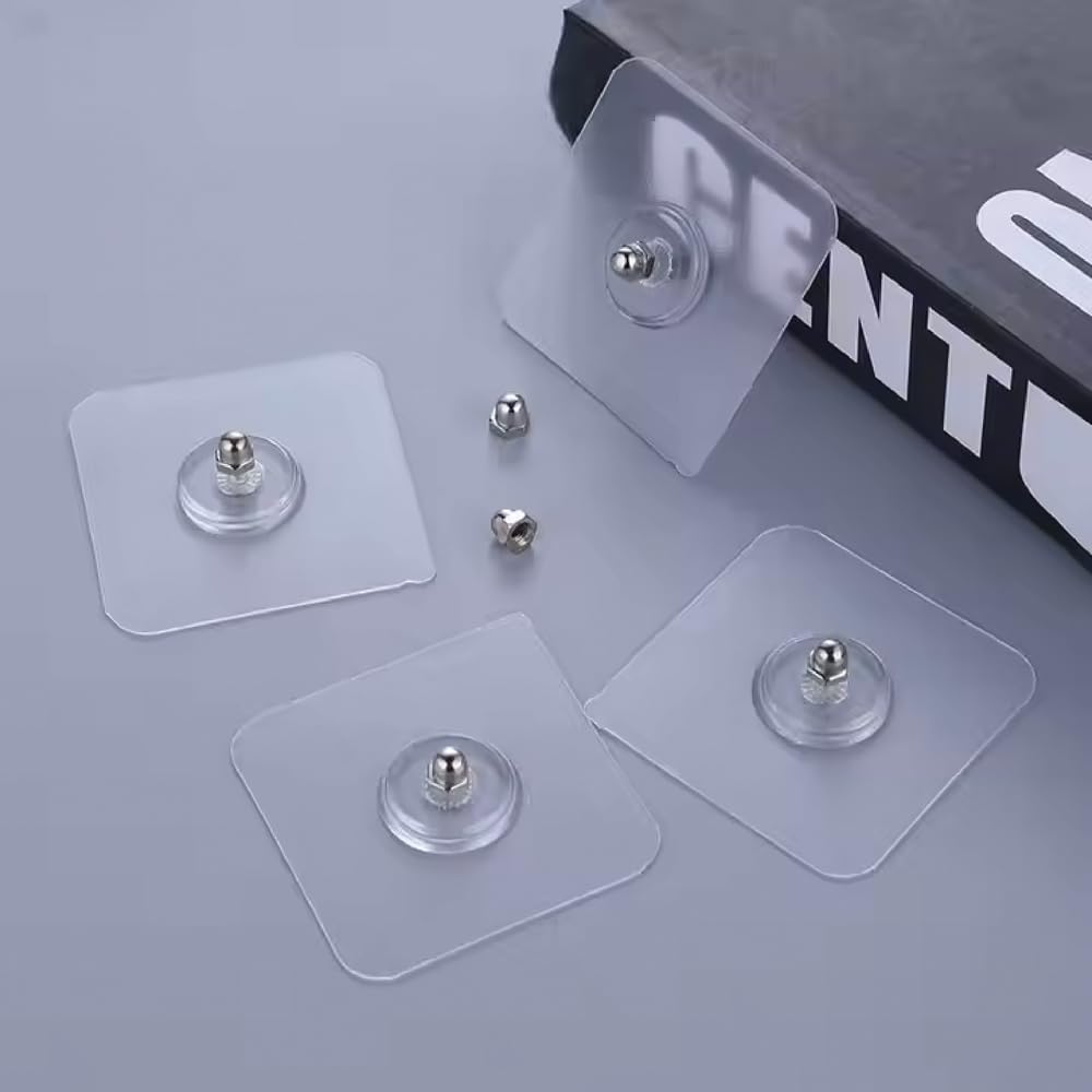 Screw Alternative Wall Hook – Self Adhesive Reusable Heavy Duty Wall Hanger for Bathroom, Kitchen, Tiled Walls – No Drilling Required – Transparent Design
