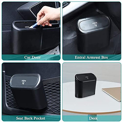 Car Trash Can with Lid,ShowTop Mini Vehicle Trash Bin Car Dustbin Garbage Organizer Storage 2 Packs,Automotive Garbage Can Bin Trash Container for Cars,Home,Office