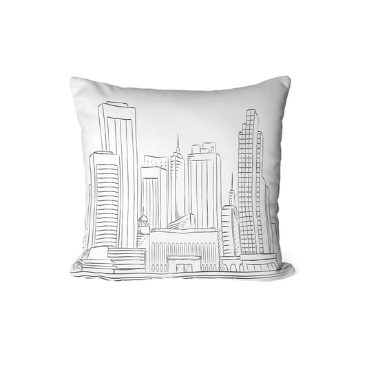 Canvas City Junior Cushion Cover in Black & White, a durable decorative pillow for kids with a fun cityscape design, 40x40 cm, a great accent for a modern and adventurous child's room
