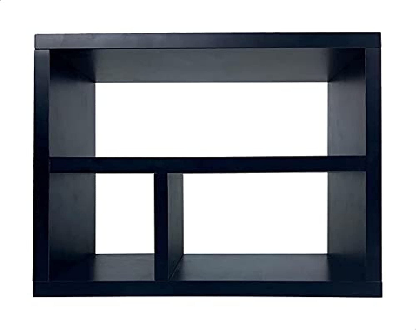 Wooden Shelf for Printer and Accessories, Sturdy Desktop Organizer Stand, Multi-Tier Storage Unit for Paper and Supplies, Black Finish, for Home or Office Use, Compact