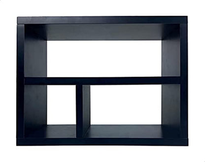 Wooden Shelf for Printer and Accessories, Sturdy Desktop Organizer Stand, Multi-Tier Storage Unit for Paper and Supplies, Black Finish, for Home or Office Use, Compact