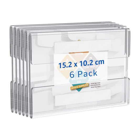 4x6 Inch Wall Mount Acrylic Sign Holder with Double Sided Adhesive Tape for Office Home Store Restaurant No Drilling Horizontal 6 Pack Clear Acrylic Frame