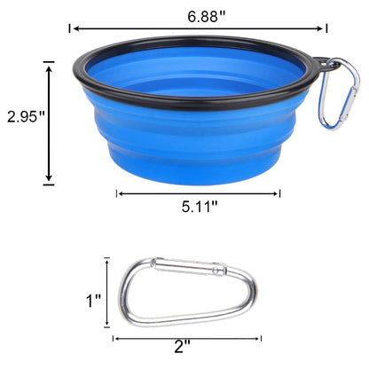 ECOSCO Collapsible Dog Bowl with Carabiner Clip (Blue/Green/Yellow, Pack of 3, Large)