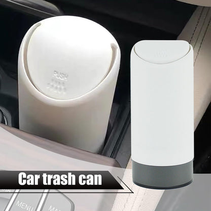 GKmow 1 PC Car Trash Can with Lid, 6.29" x 2.55" Portable Elastic Press Opening Environmentally Friendly Silicone Cup Storage Box, Convenient Modification Accessory, Suitable for Most Models (White)
