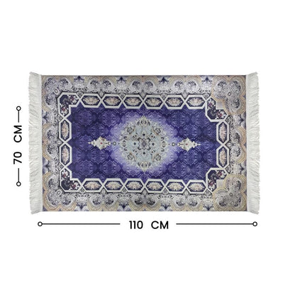 INtex Home Velvet Padded Prayer Rug, Multicolor Islamic Persian Design, Soft Printed Fabric with Anti-Slip Layer, Comfortable and Cushioned, 70x110 cm