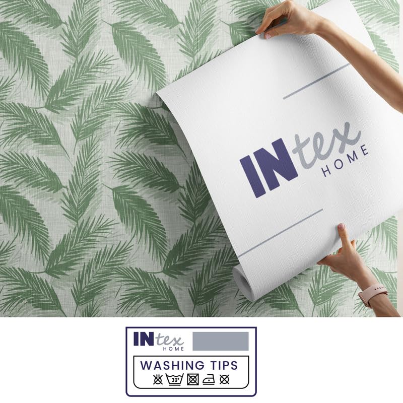 INTEX HOME Linen Velvet Cushion Set, Bella Leaf Pattern, Premium Soft Fabric, 40×40 cm, Turquoise, Elegant Living and Dining Room Decor, Comfortable and Durable Accent Pillows, 2 Pieces