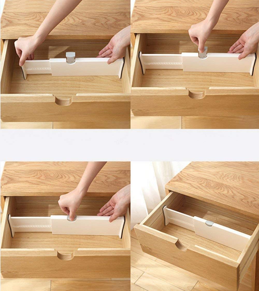 Other 4 PCS Adjustable Expandable Drawer Dividers Dream Drawer Organizer for Kitchen, Bathroom, Office Desks and Bedroom (Adjust from 27.5cm to 43.5cm) - White