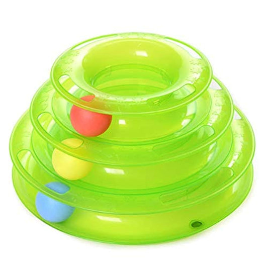 3Layers Funny Cat Toys Crazy Ball Disk Anti-slip Interactive Amusement Plate Triple Turntable Play Disc Small Pet Toy