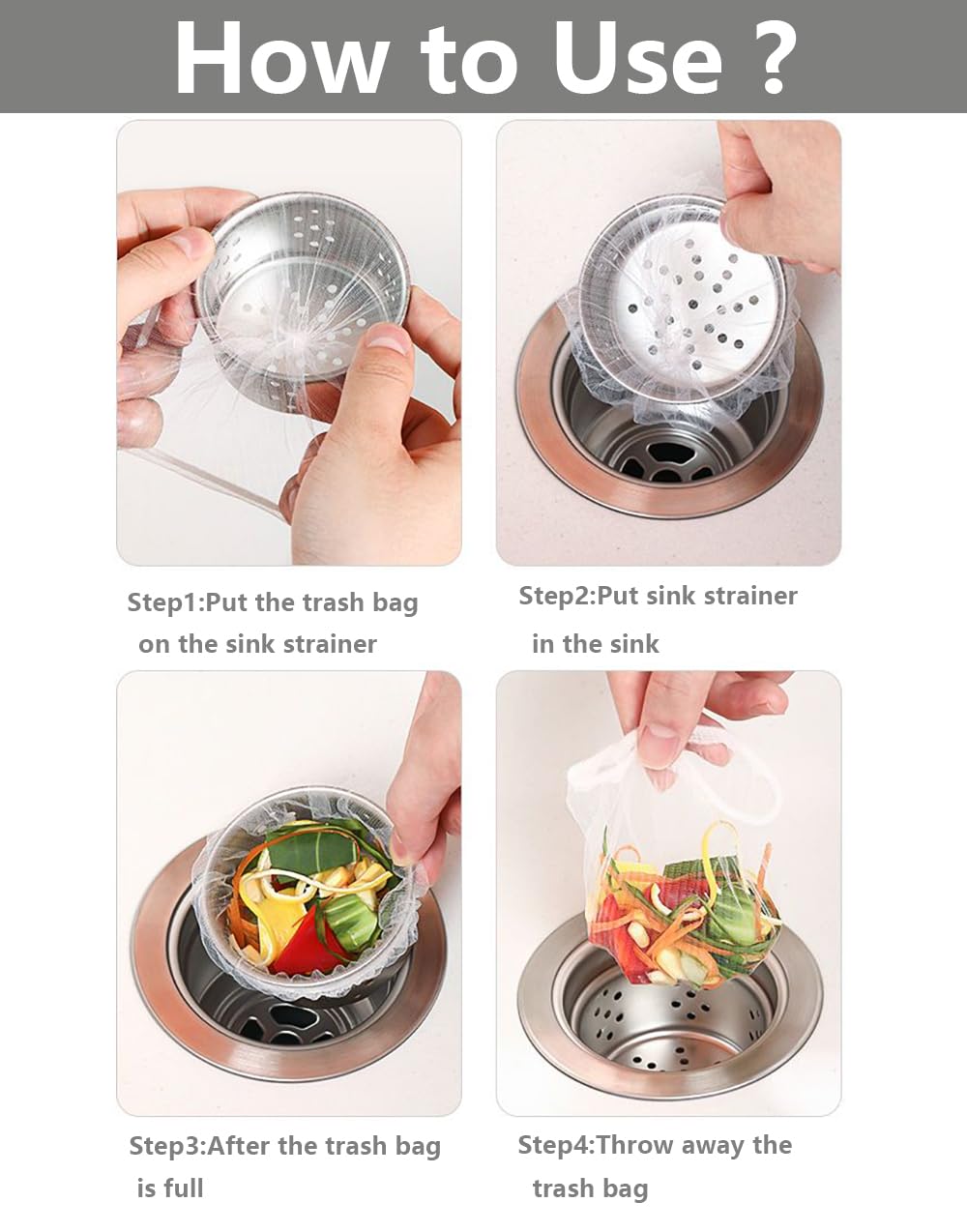Vlwltl 200 PCS Disposable Kitchen Sink Drain Strainer Mesh Bag Fits Sink Strainer for Collecting Kitchen Food Waste Leftover Garbage