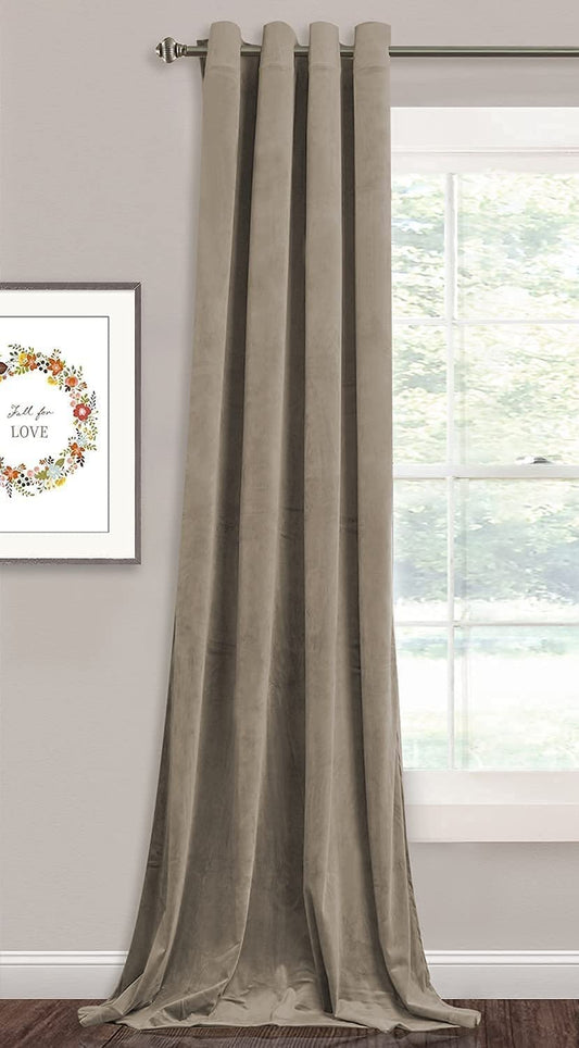Elegant Velvet curtains - Soft Velour fabric - Steel Grommets - for living rooms - 1 piece-Café