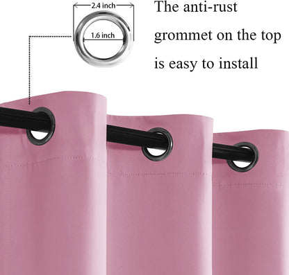 Blackout Curtains with Tiebacks - Thermal Insulated, Light Blocking and Noise Reducing Grommet Curtain Drapes for Bedroom and Living Room, Set of 2 Panels,