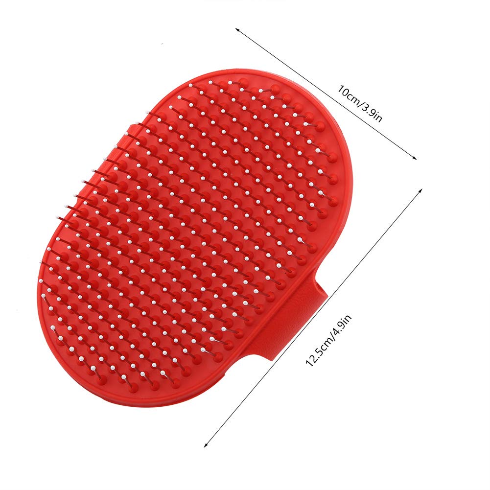 Hongzer silicone pet brush, round silicone pet bathing hair grooming cleaning massage brush dogs cats comb supplies(red)