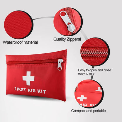 2 Pack First Aid Pouch, Portable Empty Red First Aid Kit Bag, Travel Rescue Tote First Responder Storage Survival Medicine Bag Pocket Container for Sports Camping Hiking Outdoor Activities Emergency