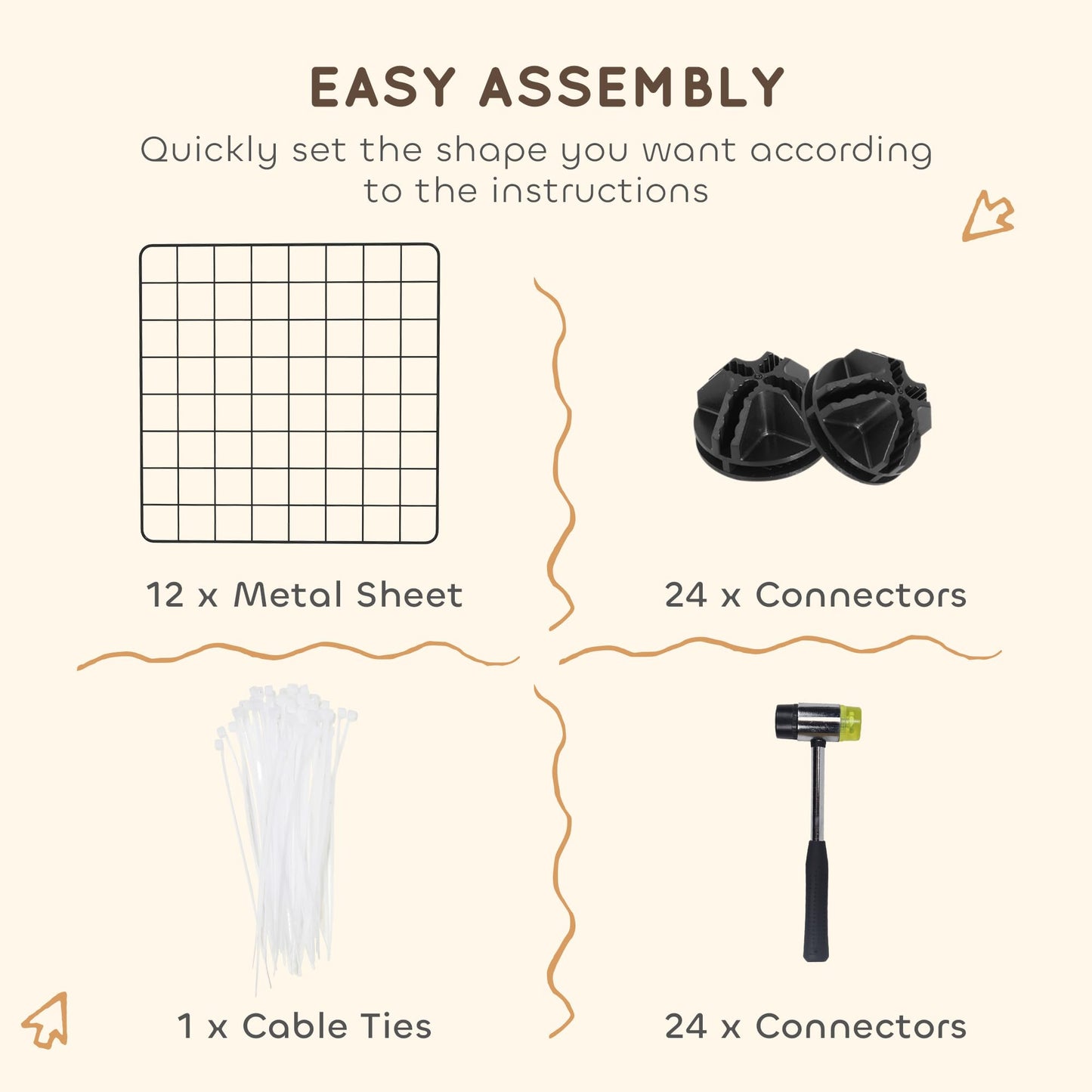 Pawhut DIY Pet Playpen Metal Wire Fence 12 Panel Enclosure Indoor Outdoor Guinea Pig Rabbit Small Animals Cage, Black