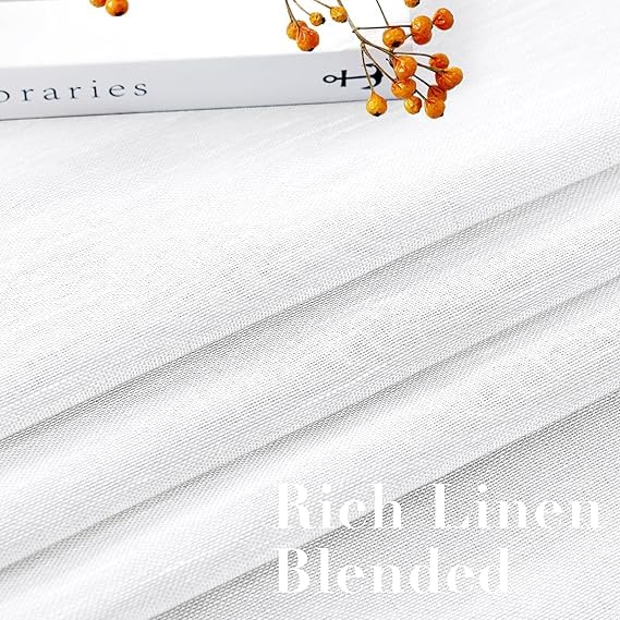 INtex CURTAINS House Semi-Transparent Linen Sheer Curtain, Lightweight Fabric with Steel Grommets, Elegant One Piece Window Panel for Living Room or Home Décor - 400 W x 270 L - Café