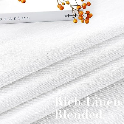 INtex CURTAINS House Semi-Transparent Linen Sheer Curtain, Lightweight Fabric with Steel Grommets, Elegant One Piece Window Panel for Living Room or Home Décor - 400 W x 270 L - Café