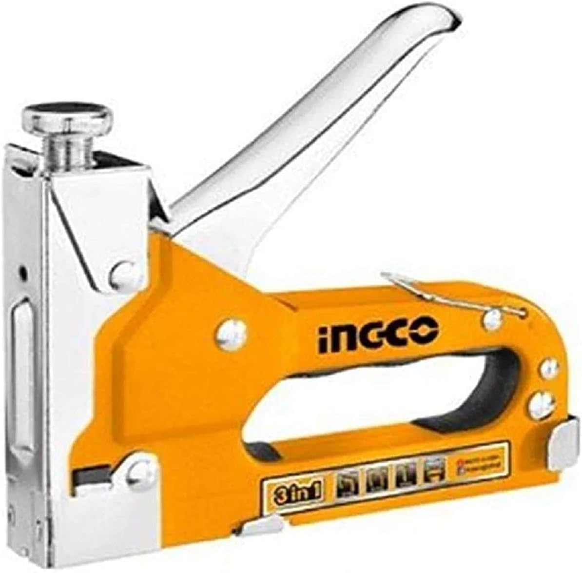 Ingco. 3 In 1 Steel Stapler Gun with Adjustable Driving Force And Spare Staples For Office - Multi Colour