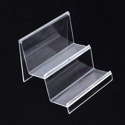 Clear Acrylic Desktop Wallet Storage Rack and Display Stand, Tiered Shelf and Purse Organizer for Handbags and Clutches, Durable and Decorative Holder for Retail and Home Use