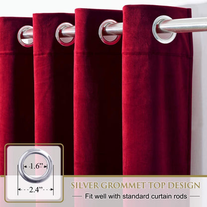Elegant Velvet curtains - Soft Velour fabric - Steel Grommets - for living rooms - 1 piece-Dark Red