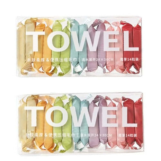 zaoalife Face Towel 14Pcs Quick Drying Thickened Non-Woven Fabric Water Wet Wipe Makeup Remover Disposable Compressed Towel Travel