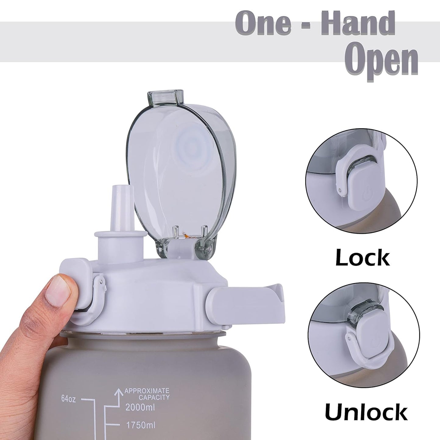 HUBTURE Set of 3 Water Bottle with Motivational Time Marker, Leakproof Durable Non-Toxic Sipper Water bottle for office, School Gallon Water bottle for gym (Black Yellow Grey, Plastic)