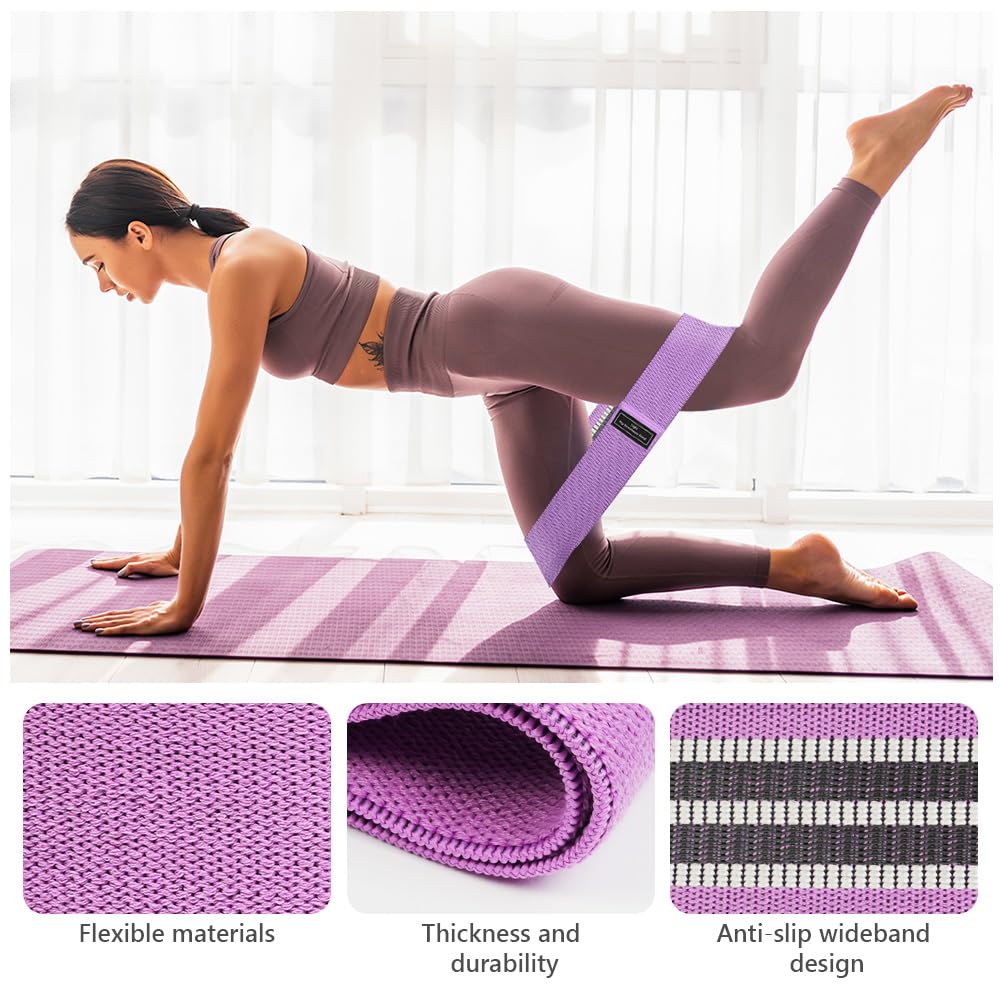 flintronic Fabric Resistance Bands, Exercise Bands Set of 3, Non-Slip Booty Bands with 3 Resistance Levels, Workout Fitness Bands for Hips & Glute, Women/Men/Beginners/Yoga, Strength Training