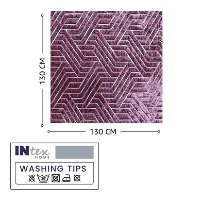 INtex Home Rectangular Tablecloth, Nadia’s Geometrical Design in Heavy Duty Linen Velvet Fabric, Soft Touch for Reception Living Room and Special Occasions - 1 Pc - 130 x 130 cm - Light Biege