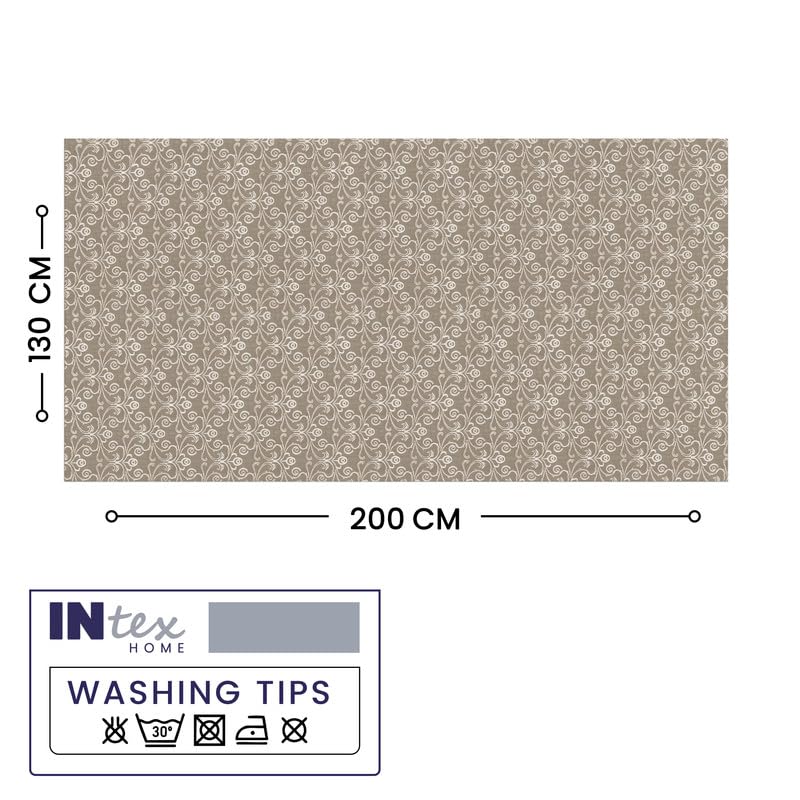 INtex Home Linen-Look Tablecloth, Elegant Meadow Breeze Printed Design, Wrinkle-Resistant Fabric for Dining Room Occasions Events and Everyday Use, 1 Piece - 130 x 200 cm - Petrol Blue