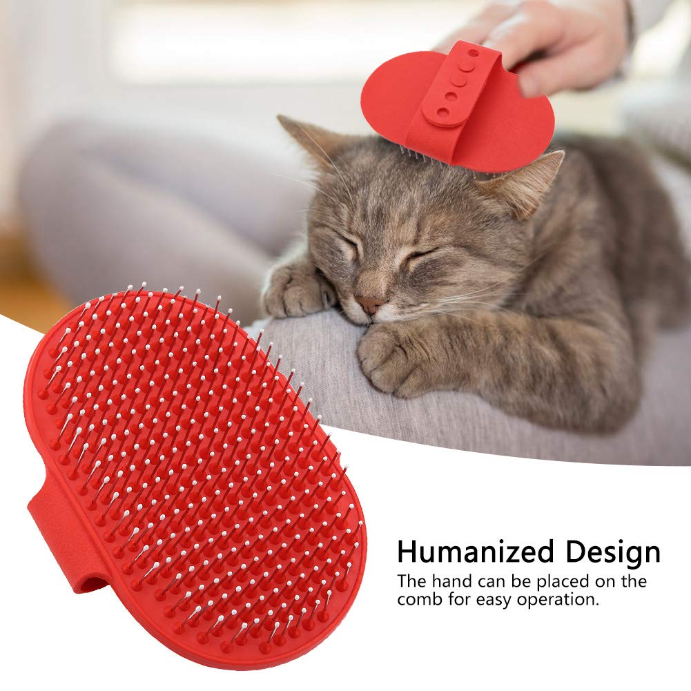 Hongzer silicone pet brush, round silicone pet bathing hair grooming cleaning massage brush dogs cats comb supplies(red)