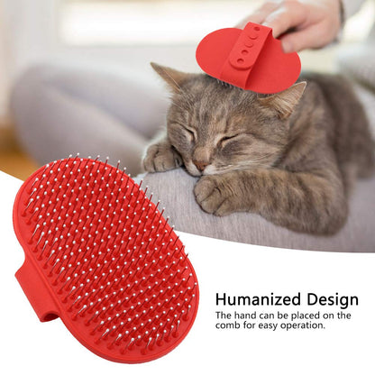 Hongzer silicone pet brush, round silicone pet bathing hair grooming cleaning massage brush dogs cats comb supplies(red)