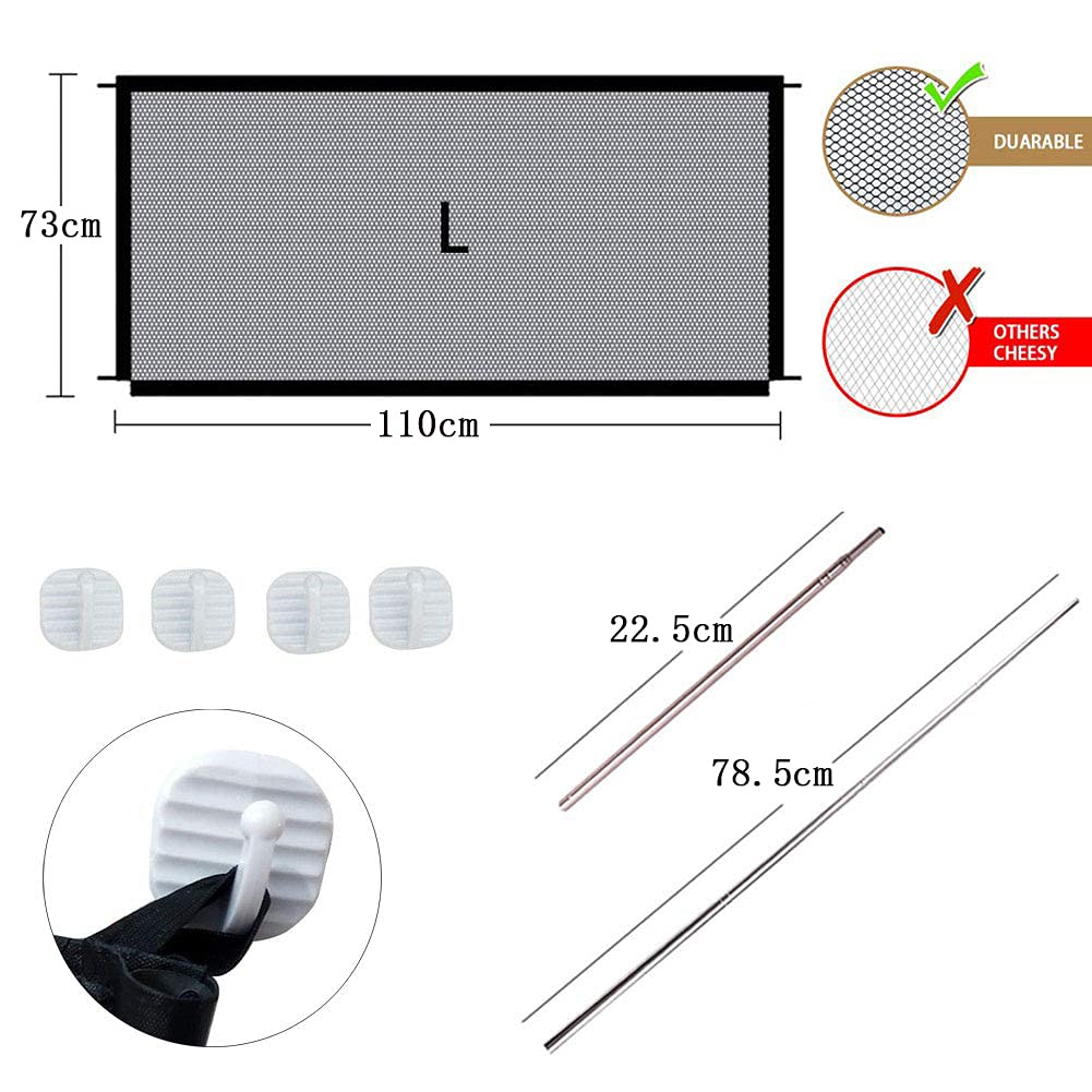 Ibingo ksa stair gates for dogs,pet gates for dogs,pet safety gate,portable folding mesh dog gate,easy to install safe guard for dogs pet keep dogs away from kitchen/upstairs/indoor (110 * 72 cm)