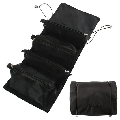 M MUNCASO Hanging Roll-Up Makeup Bag, 4-in-1 Foldable Toiletry Bag for Travel, Removable Storage Bags, Travel Cosmetic Organizer Bag for Women/Men, Black-2