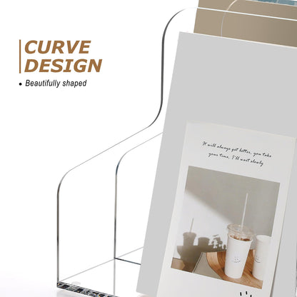 Acrylic Magazine Holder, 3-Slot Clear Desktop File Organizer Rack for Books, Folders, and Office Supplies, Space-Saving Bookshelf Sorter for Desk or Workspace, Transparent Stand, Clear