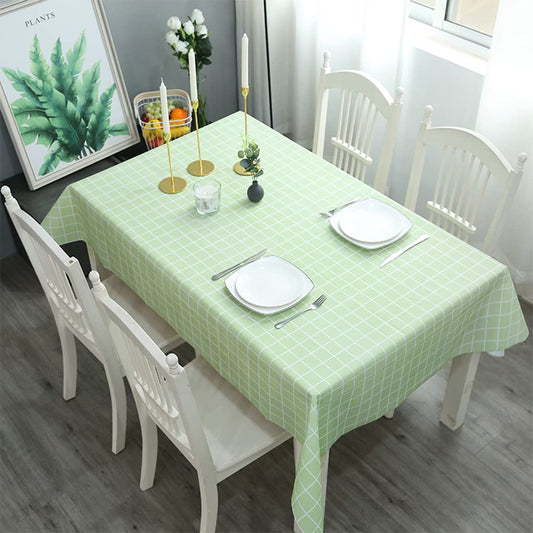 YAAVAAW 137*183cm Green Plaid PVC Table Cloth Wipeable Tablecloth,Stain Resistant,Waterproof,Oil-proof Gingham Table Cover for Party,Kitchen Picnic Outdoor (Assorted Colors)